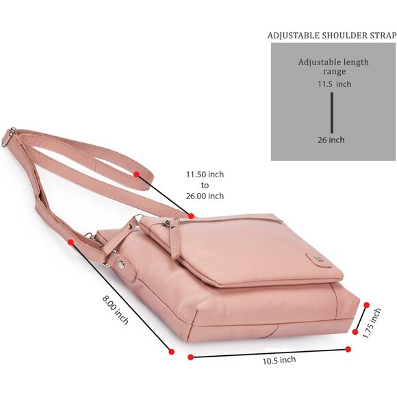 Women Baby Pink Imported Leather Polyester Crossbody Sling Shoulder Bag - Picture 3 of 6
